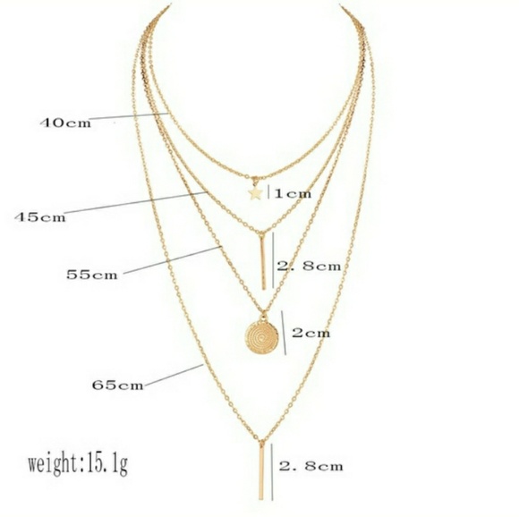Gold Multilayered Bar Pentagram Star Necklace - Picture 3 of 3